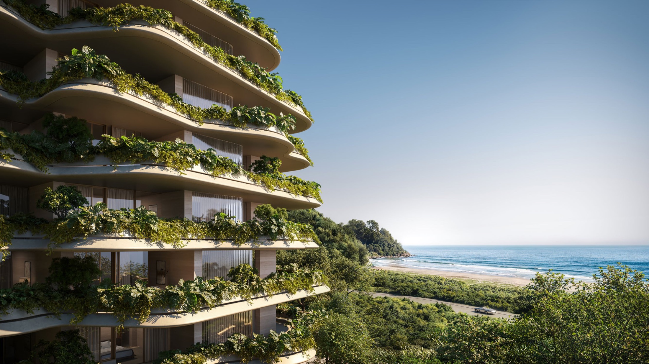 Illustrative view of TEMPO by Müze integrated with the Praia Brava hillside