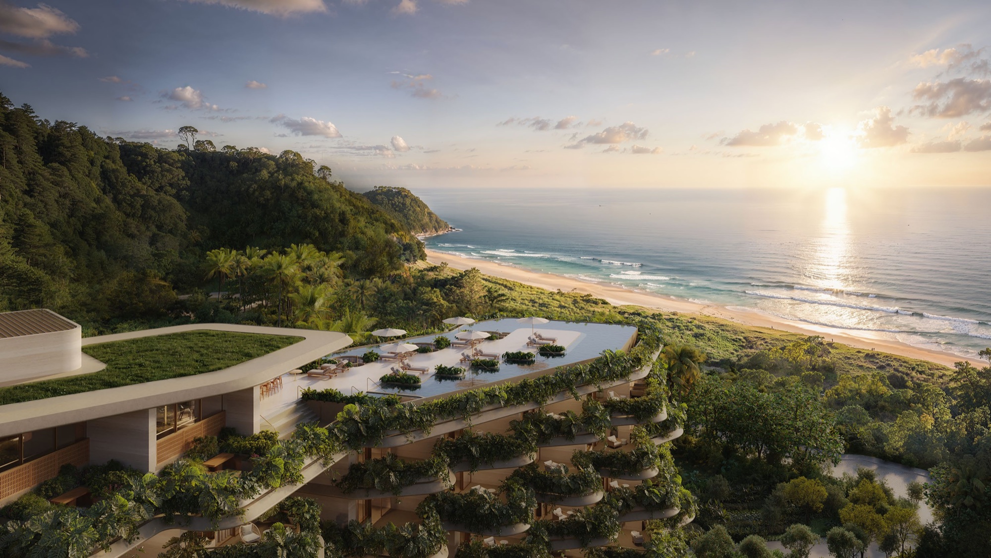 The Hotel Emiliano rooftop’s 360-degree perimeter pool overlooking Praia Brava
