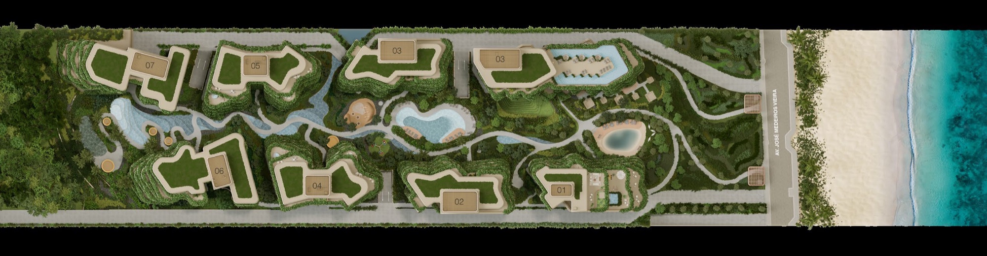 Foster + Partners masterplan showing the eight towers arranged like an amphitheatre across Praia Brava’s terrain